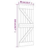 Sliding Door Natural and White 80 x 210 cm Solid Pine Wood 3444948