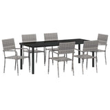 Garden Dining Set with Cushion 7 pcs Grey Poly Rattan 3380048