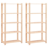 5-Tier Storage Racks 2 pcs 80x38x170 cm Solid Pinewood 250 kg 279404