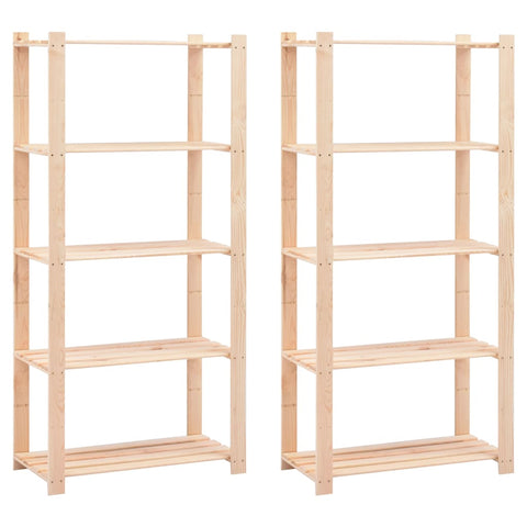 5-Tier Storage Racks 2 pcs 80x38x170 cm Solid Pinewood 250 kg 279404