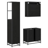 Bathroom Furniture Set 3 pcs Black Oak Engineered Wood 3402523