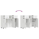 Wooden Cabinet with Drawer High Gloss White 88.5 x 30.5 x 73 cm 880285