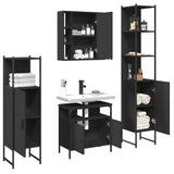 4 Piece Bathroom Cabinet Set Black Engineered Wood 3214765