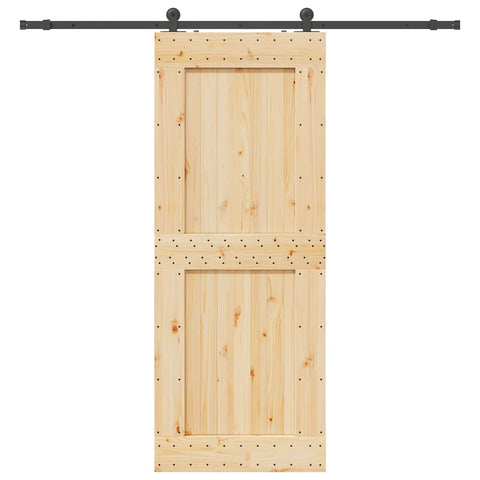 Sliding Door with Hardware Set 90x210 cm Solid Wood Pine 3332721