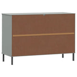 Sideboard with Metal Legs Grey 113x40x77 cm Solid Wood OSLO 351019