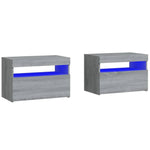 ZNTS Bedside Cabinets 2 pcs with LED Lights Grey Sonoma 60x35x40 cm 3152829