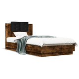 Bed Frame Smoked Oak Engineered wood, Plywood Single Bed Frame 3210028