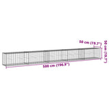 Gabion Basket with Cover 500x50x50 cm Galvanised Iron 3295136