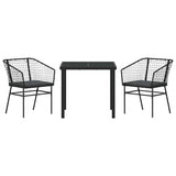 Garden Dining Set 3 pcs Black Poly Rattan 3380904