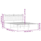 Metal Bed Frame without Mattress with Headboard Black 135x190cm 373690