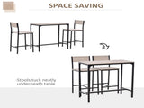 3 Pcs Table Stool Set Industrial Design w/ Metal Frame Oak Tone MDF Panels Minimal Compact Beautiful T3398P328345