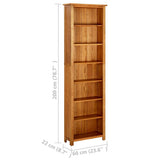 Bookcase Natural Oak Solid oak wood with oak veneered MDF Tall 331743