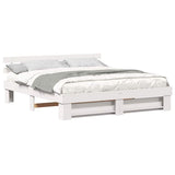 Bed Frame with Headboard White 200 x 200 cm Solid Pine Wood 3385671