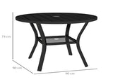 90 cm Garden Dining Table 4-5 cm Parasol Hole, Round Outdoor Dining Table, Steel Garden Table T3398P328065