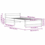 Bed Frame Wax Brown 195.5 x 80.5 x 51 cm Solid Pine Wood 870124