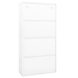 Office Cabinet White 90x40x180 cm Steel and Tempered Glass 335938