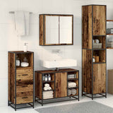 Bathroom Furniture Set with Door 3 pcs Old Wood Engineered Wood 3402545