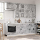 Kitchen Unit KALMAR 8 pcs Concrete Grey Engineered Wood 3438196