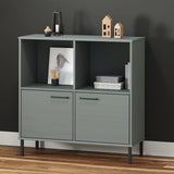 Bookcase with Metal Legs Grey 90x35x90.5 cm Solid Wood OSLO 351016