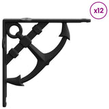 Wall Shelf Brackets 12 pcs Black 10 x 10 x 3 cm Steel 42038902