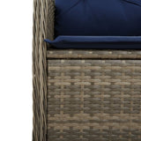 Reclining Garden Chairs 2 pcs with Table Grey Poly Rattan 365694