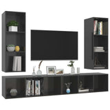 Wall-mounted TV Cabinets 4 pcs High Gloss Grey Engineered Wood 3079888