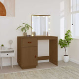 Dressing Table with LED Honey Brown 95x50x133.5 cm Solid Wood Pine 820095