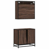 2 Piece Bathroom Furniture Set Brown Oak Engineered Wood 3300939