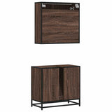 ZNTS 2 Piece Bathroom Furniture Set Brown Oak Engineered Wood 3300939