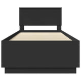 Bed Frame with Headboard Black 100 x 200 cm Engineered Wood 3408195