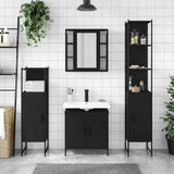 4 Piece Bathroom Cabinet Set Black Engineered Wood 3214770