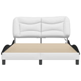 Bed Frame with LED without Mattress "Hvar" White and Black 140x190 cm 3213933