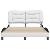 Bed Frame with LED without Mattress "Hvar" White and Black 140x200 cm 3213940