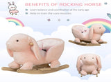 Kids Rocking Rabbit, Plush Rocking Horse Ride-On w/ Sound, Wood Base, Seatbelt, for Ages 18-36 T3398P348008