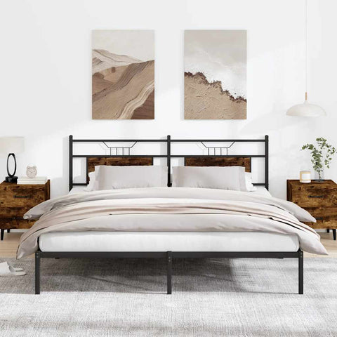 Bed Frame without Mattress Smoked Oak 183x203 cm Engineered Wood 4106747