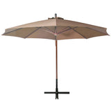 Hanging Garden Parasol with Pole Taupe 3.5x2.9 m Solid Fir Wood 313769