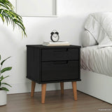 Bedside Cabinet Black 40 x 35 x 48 cm Solid Pine Wood 42020932