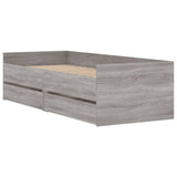 Bed Frame with Drawers without Mattress Grey Sonoma 90x200 cm 3207348