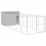 Dog House with Run Light Grey 214x661x181 cm Galvanised Steel 3189127