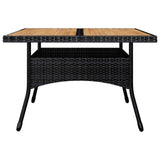 9 Piece Garden Dining Set Poly Rattan and Solid Wood Black 3095899