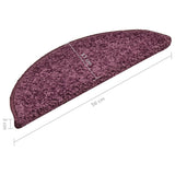 Stair Mats 15 pcs 56x17x3 cm Dark Purple Half Round 322384