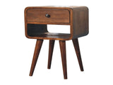 Solid Wood Mini Chestnut Curve Lower Bedside, 1 Drawer and Open Slot, Dark Brown B2743P402922