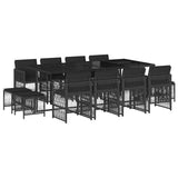 13 Piece Garden Dining Set with Cushions Black Poly Rattan 3210979