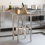 Kitchen Work Table with Backsplash 55x55x93 cm Stainless Steel 376456
