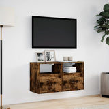 TV Wall Cabinets with LED Lights 2 pcs Smoked Oak 41x31x45 cm 852322