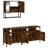3 Piece Bathroom Furniture Set Smoked Oak Engineered Wood 3214667