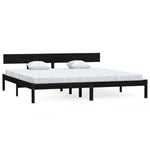 Bed Frame without Mattress Black Solid Wood Super King 810166