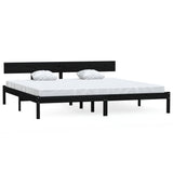 Bed Frame without Mattress Black Solid Wood Super King 810166