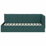 Corner Bed Frame with Headboard Dark green 100 x 200 cm Fabric 42016475