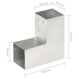 Post Connectors 4 pcs L Shape Galvanised Metal 81x81 mm 145462